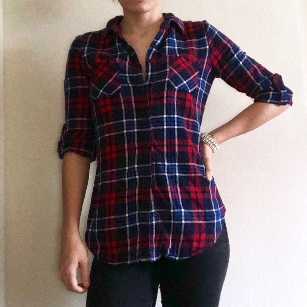 Red and Navy Fitted Flannel